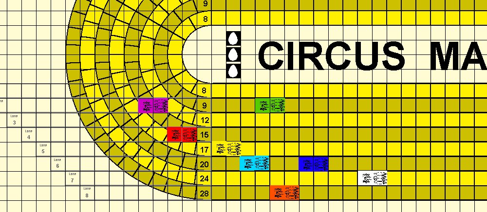 Screenshot from
 Recent Email Game CircMax1, Turn 1... out of the starting gate!